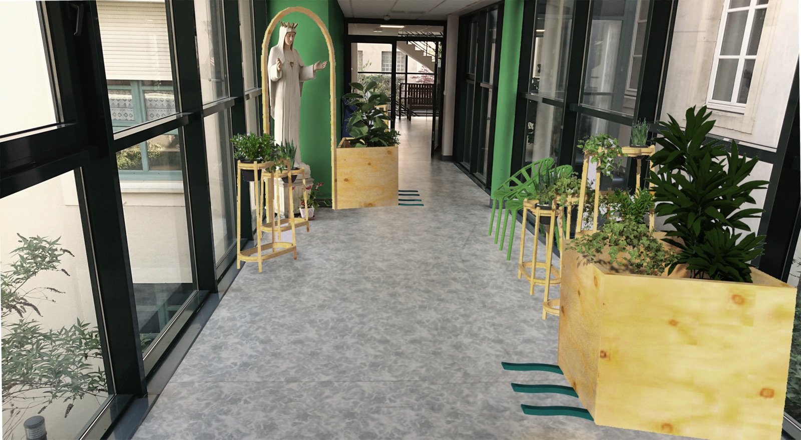 Parcours sensoriel en maison 
de retraite